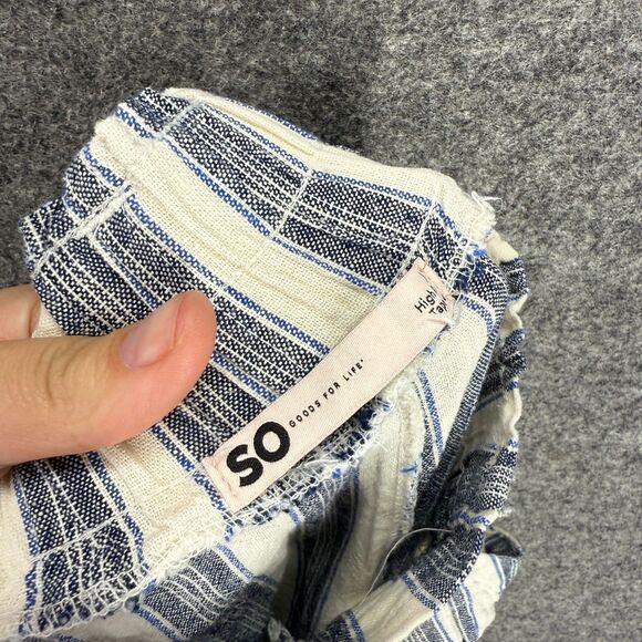 So Pants Women XS Gray Stiped High Rise Tapered Flat Front Chino Linen Pockets - Picture 6 of 9